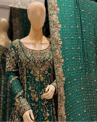 Luxury Andraka Maxci Lehenga See-Green :