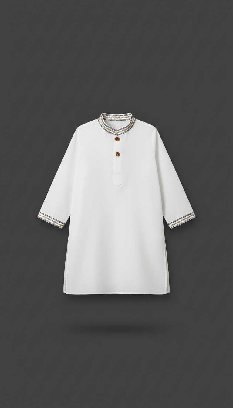 Pure White Minimalist Kids Kurta