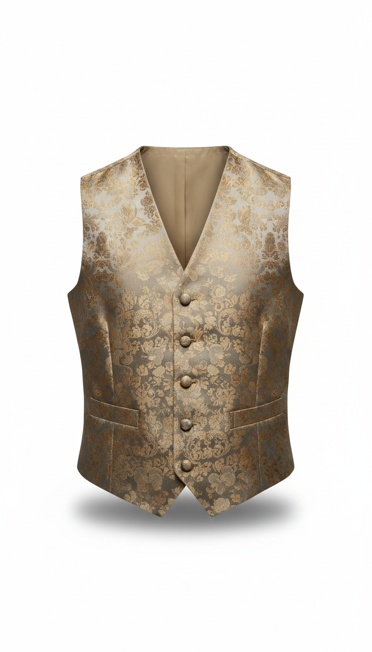 Soft Gold Brocade Waistcoat