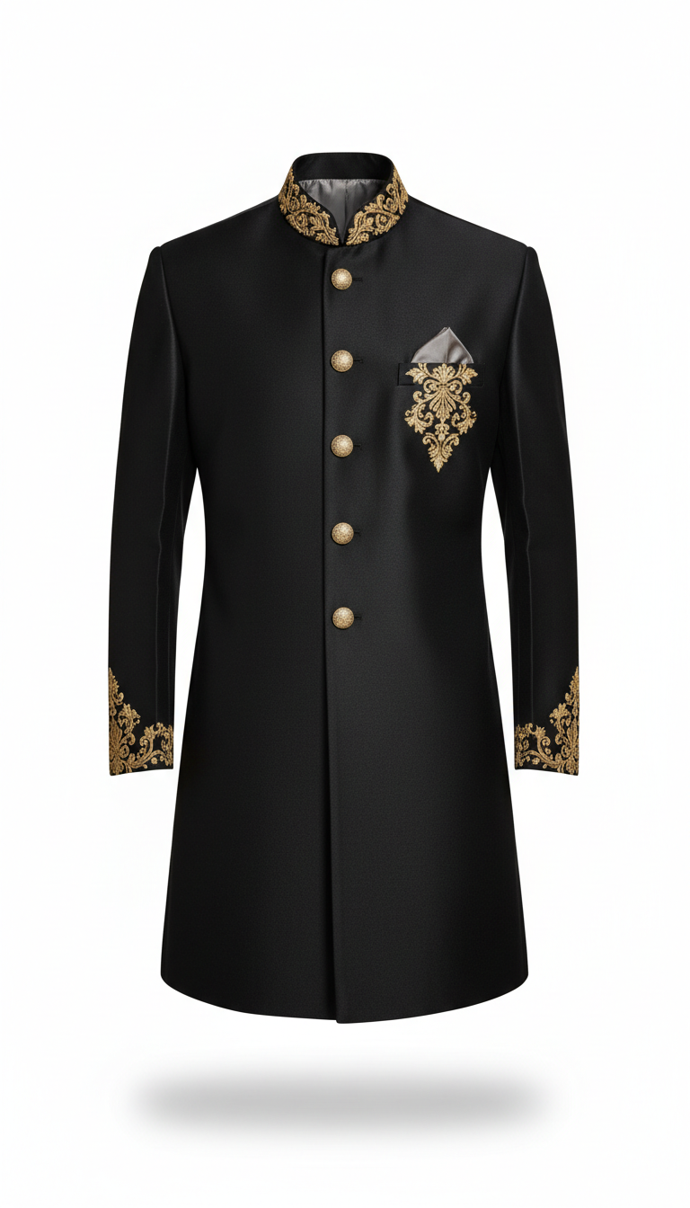 Custom Black Silk Prince Coat