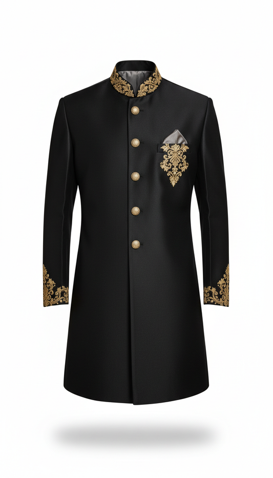 Custom Black Silk Prince Coat