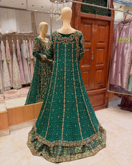 Luxury Andraka Maxci Lehenga See-Green :